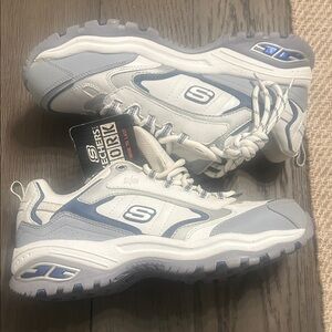 🆕STEEL TOE⭐️NWT⭐️SKECHERS WORK SHOES White Gray & Blue Size US 10/EU 40